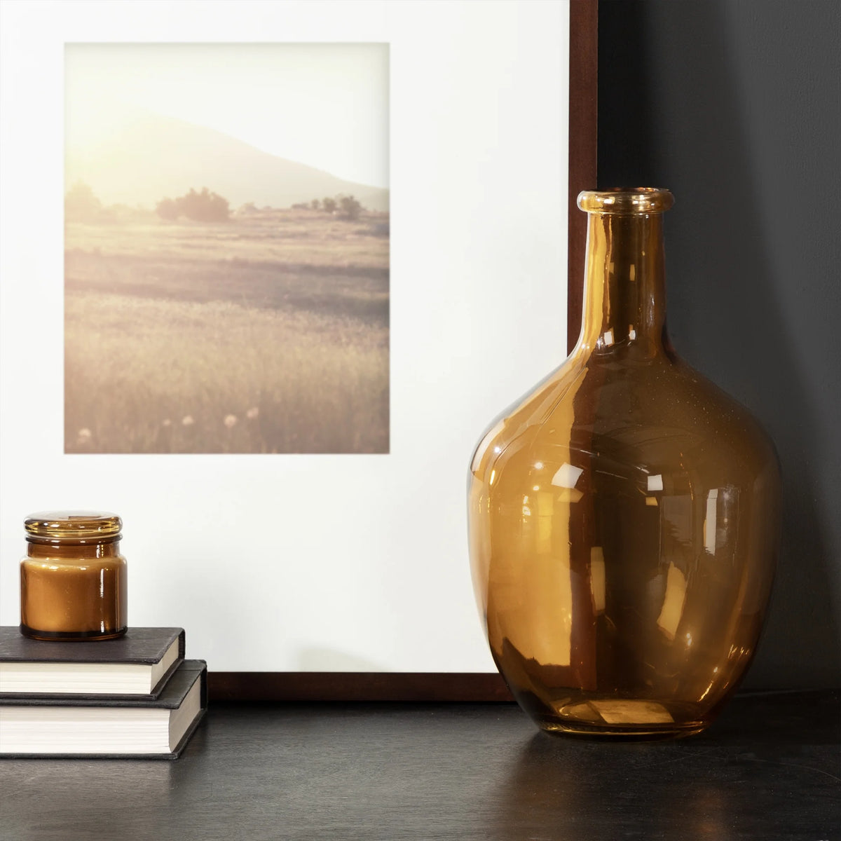 12" High Amber Translucent Glass Indoor Tabletop Vase by