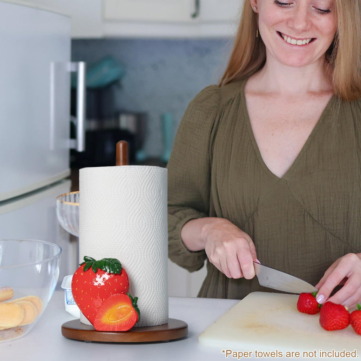 Strawberry Paper Towel Holder Cute Strawberry Kitchen Decor Accessories Red