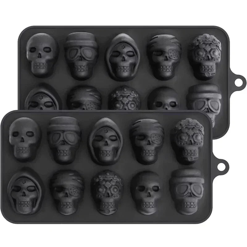 Skull Ice Cube Mold 10-Grid Skull Ice Mold for Halloween Kitchen Tools Reusable Making Accessory for Chocolate Ice Cream Mold