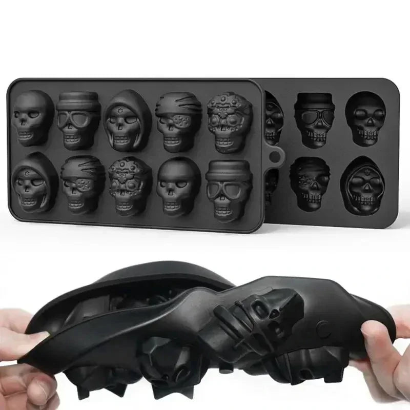 Skull Ice Cube Mold 10-Grid Skull Ice Mold for Halloween Kitchen Tools Reusable Making Accessory for Chocolate Ice Cream Mold