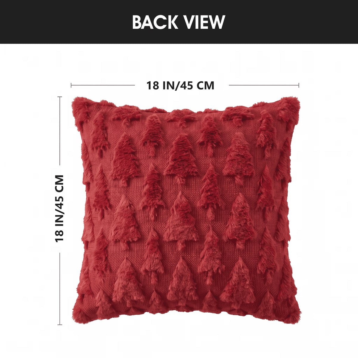 Red Christmas Tree Soft Plush Faux Fur Pillow Covers 18X18 Inch Set of 2 Outdoor Sofa Holiday Festivals Winter Home Decor
