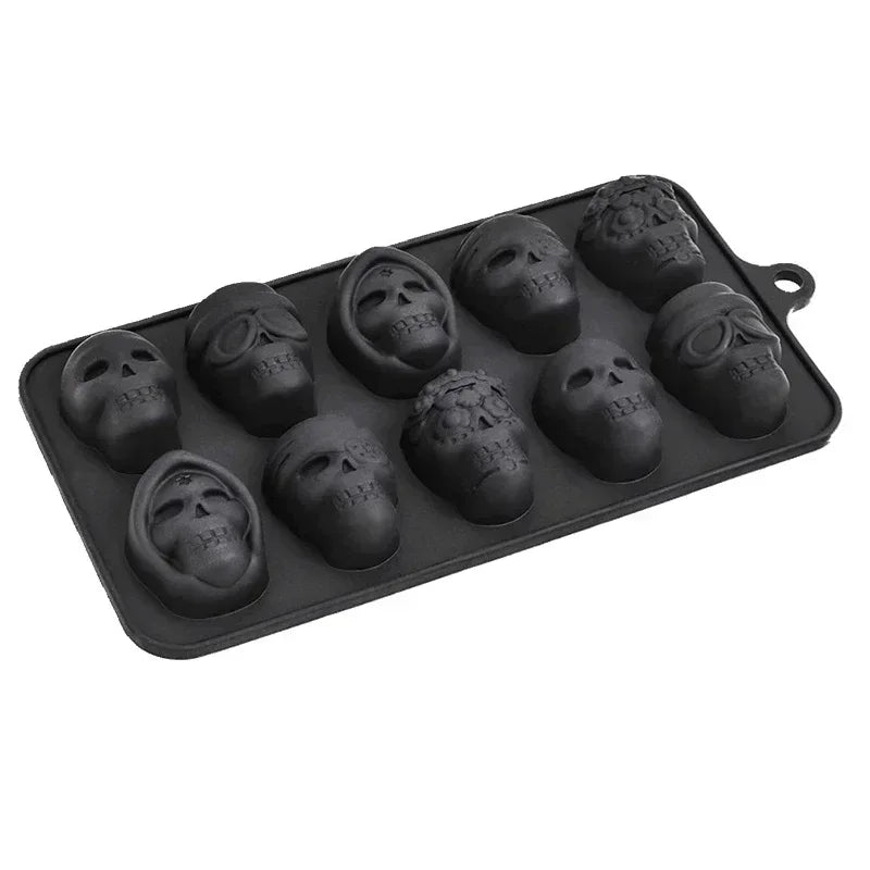 Skull Ice Cube Mold 10-Grid Skull Ice Mold for Halloween Kitchen Tools Reusable Making Accessory for Chocolate Ice Cream Mold