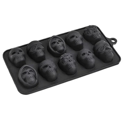 Skull Ice Cube Mold 10-Grid Skull Ice Mold for Halloween Kitchen Tools Reusable Making Accessory for Chocolate Ice Cream Mold