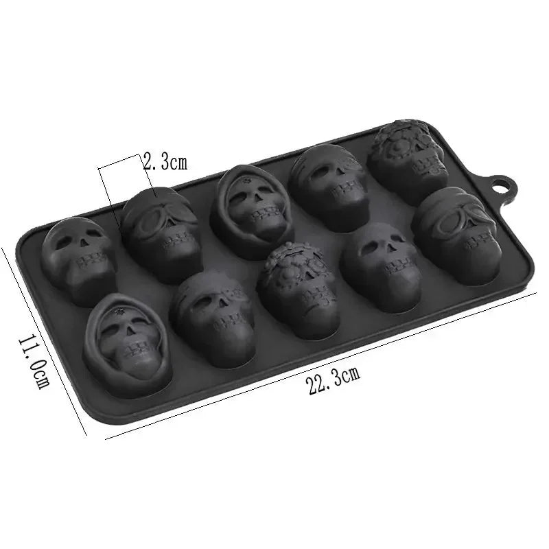 Skull Ice Cube Mold 10-Grid Skull Ice Mold for Halloween Kitchen Tools Reusable Making Accessory for Chocolate Ice Cream Mold