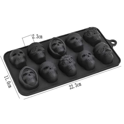 Skull Ice Cube Mold 10-Grid Skull Ice Mold for Halloween Kitchen Tools Reusable Making Accessory for Chocolate Ice Cream Mold
