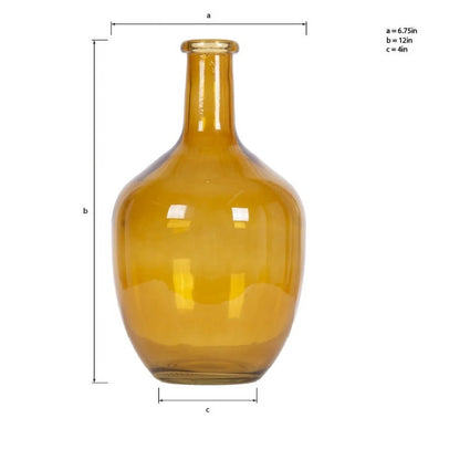 12" High Amber Translucent Glass Indoor Tabletop Vase by