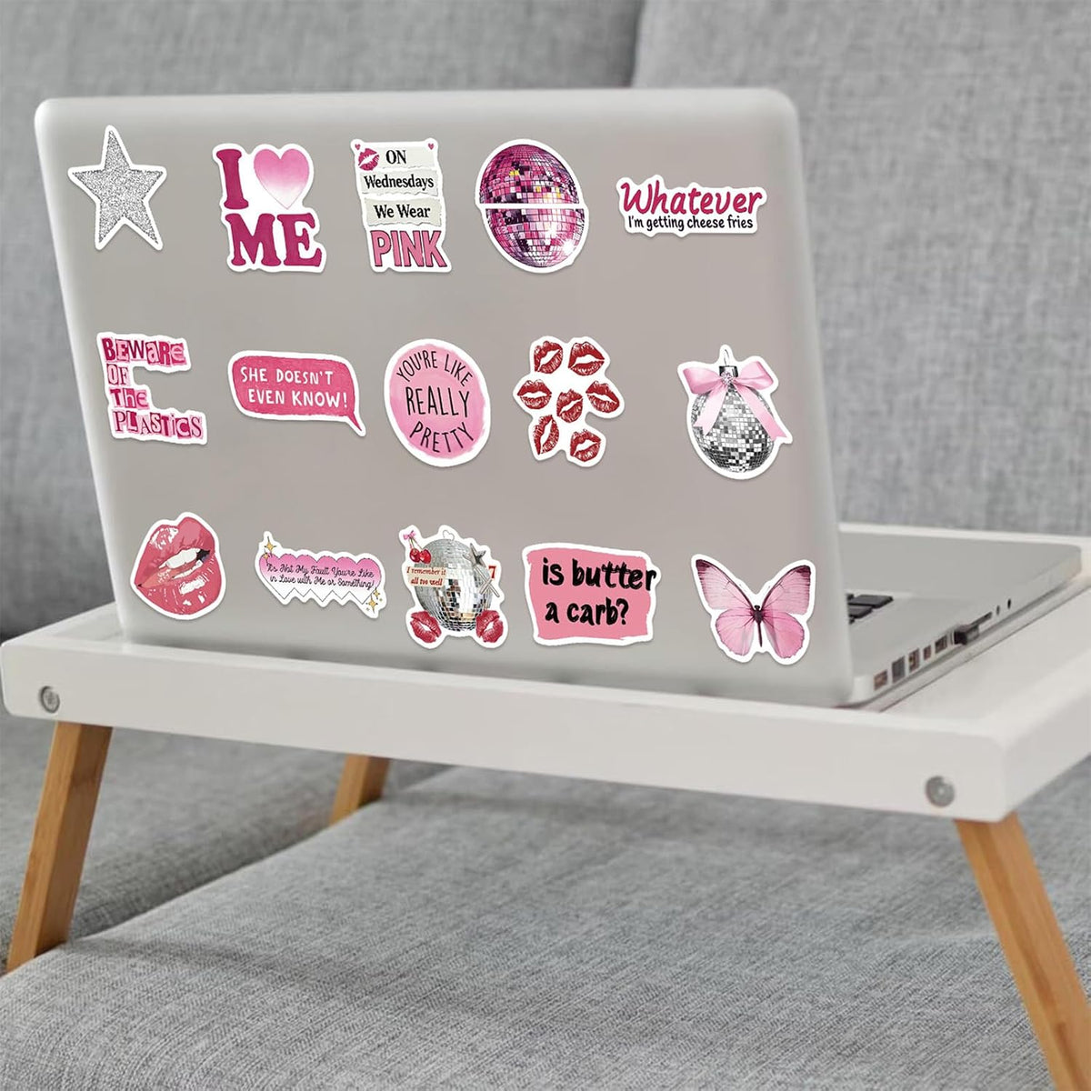 100Pcs Pink Aesthetic Downtown Girls Stickers Pack Waterproof Trendy Y2K Stickers for Teens Adults Vinyl Decals for Laptop Kindle Water Bottle Scrapbook Party Supplies(Pink Downtown)