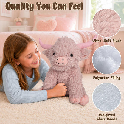 5Lbs Highland Cow Weighted Stuffed Animal 16In Highland Cow Plush Toy