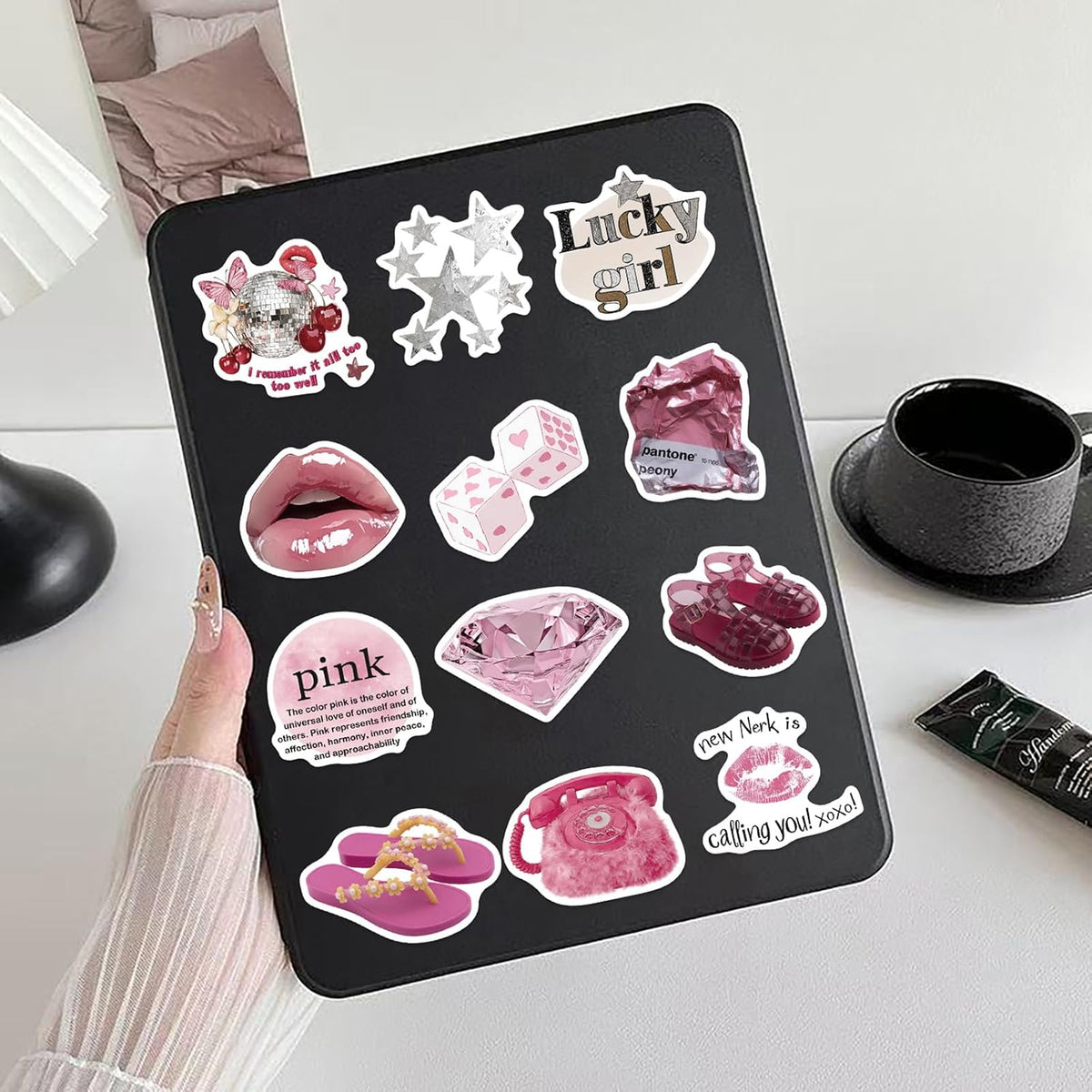100Pcs Pink Aesthetic Downtown Girls Stickers Pack Waterproof Trendy Y2K Stickers for Teens Adults Vinyl Decals for Laptop Kindle Water Bottle Scrapbook Party Supplies(Pink Downtown)