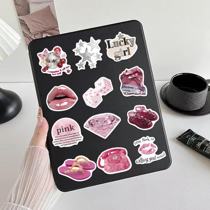 100Pcs Pink Aesthetic Downtown Girls Stickers Pack Waterproof Trendy Y2K Stickers for Teens Adults Vinyl Decals for Laptop Kindle Water Bottle Scrapbook Party Supplies(Pink Downtown)